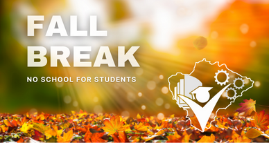 Fall Break graphic with leaves